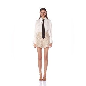 Bronx and Banco Blake Tweed Sequin Shorts in Ivory
